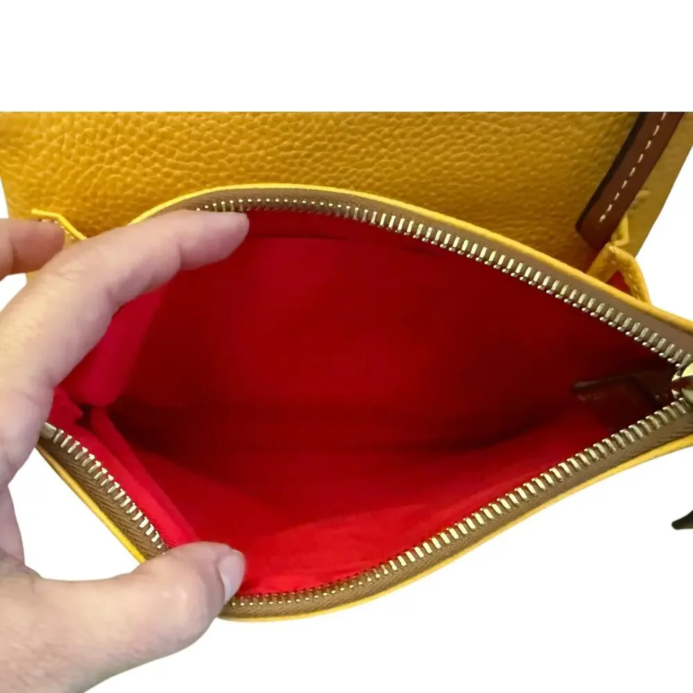 Dooney & Bourke Yellow All Weather Leather Crossbody & Matching Wallet